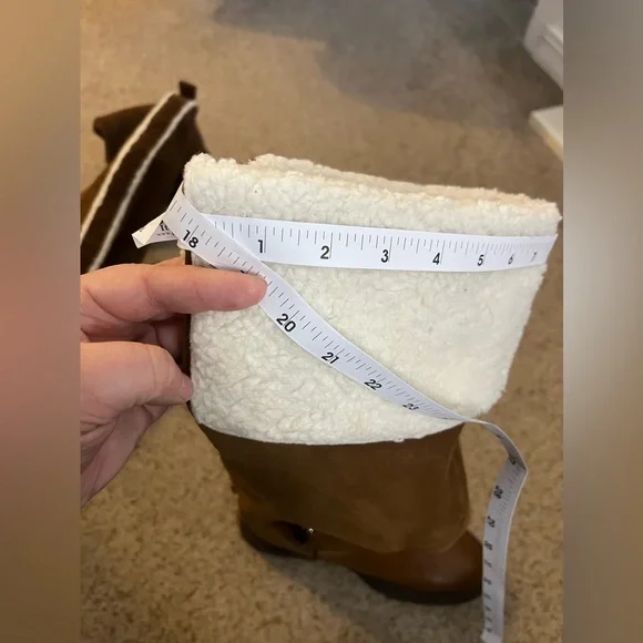 ZARA Over The Knee Leather Boots with Fleece Sherpa Trim- Size EU 39 US 8 - Picture 6 of 9